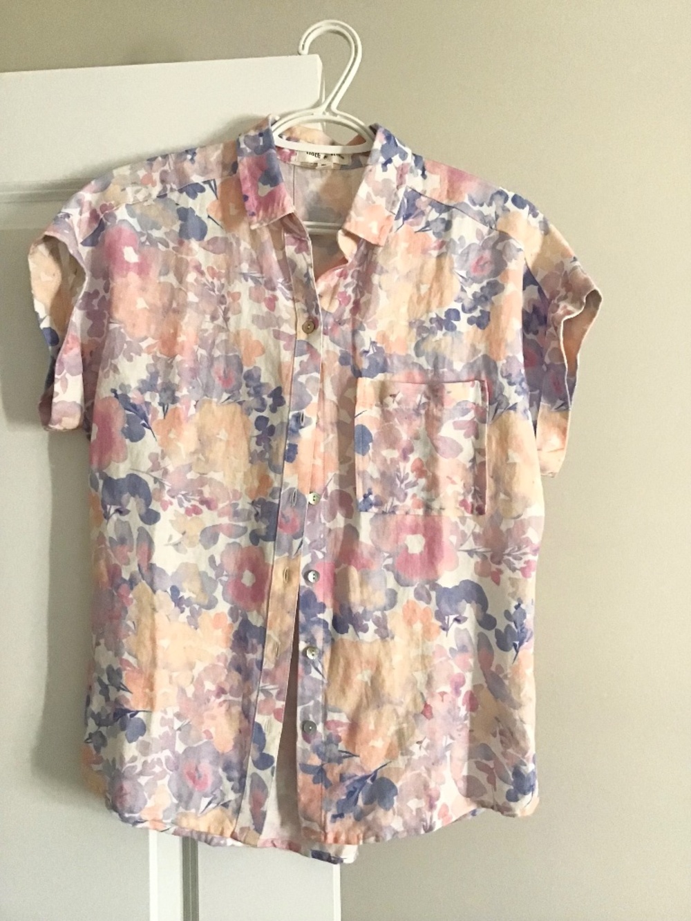 Like New Anthropologie oversized linen blend relaxed shirt